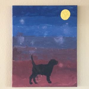 Dog and Moon Painting Wall Art